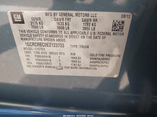 Chevrolet Silverado 1500 1lt 2014 1GCRCREC8EZ123733 Image 9