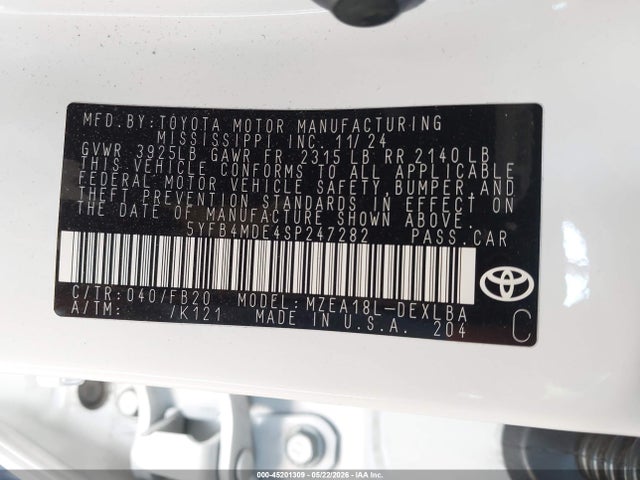 5YFB4MDE4SP247282 Toyota COROLLA LE