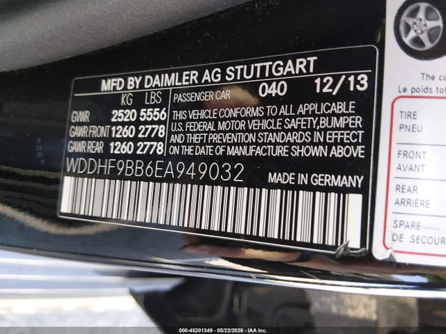 2014 Mercedes-benz E 550 4matic მანქანა იყიდება აუქციონზე, vin: WDDHF9BB6EA949032, აუქციონის ნომერი: 45201349