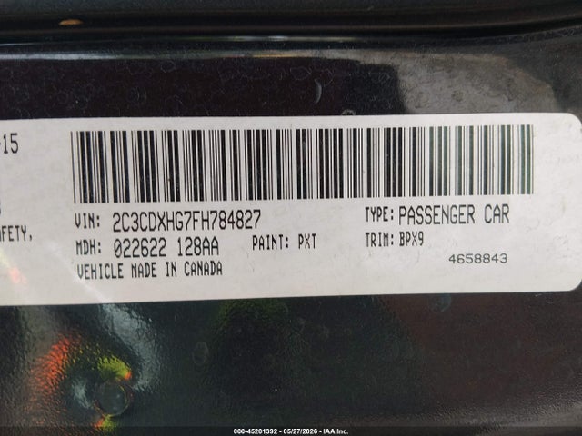 45201392 :رقم المزاد ، 2C3CDXHG7FH784827 vin ، 2015 Dodge Charger Sxt مزاد بيع