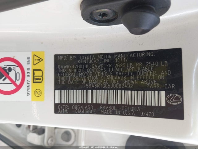 45201393 :رقم المزاد ، 58ABK1GG5JU082432 vin ، 2018 Lexus Es 350 مزاد بيع