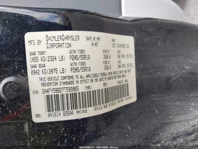 Aukcja sprzedaży 2007 Chrysler Pt Cruiser Touring, vin: 3A4FY58B27T599965, numer aukcji: 45201413