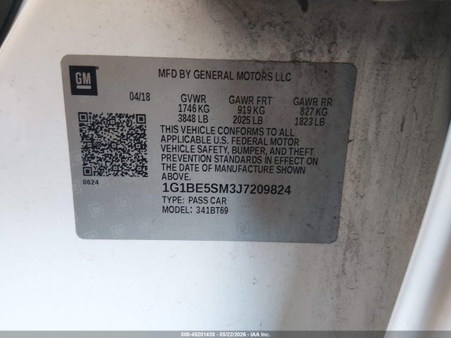 Chevrolet Cruze Lt Auto 2018 1G1BE5SM3J7209824 Image 9