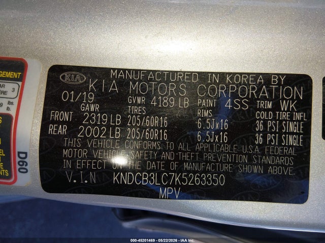 Продаж на аукціоні авто 2019 Kia Niro Lx, vin: KNDCB3LC7K5263350, номер лоту: 45201469