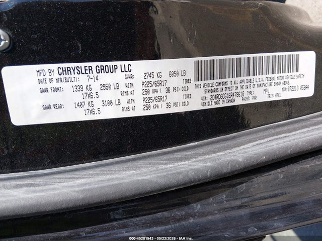 Продаж на аукціоні авто 2014 Dodge Grand Caravan Sxt, vin: 2C4RDGCG1ER478616, номер лоту: 45201543