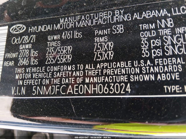Продаж на аукціоні авто 2022 Hyundai Tucson Sel, vin: 5NMJFCAE0NH063024, номер лоту: 45201547