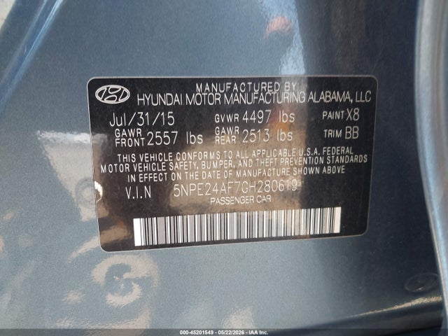 Hyundai SONATA SE 2016 5NPE24AF7GH280619 Image 9