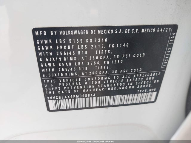 Продажа на аукционе авто 2023 Volkswagen Tiguan 2.0t Se R-line Black, vin: 3VVCB7AX6PM098844, номер лота: 45201561