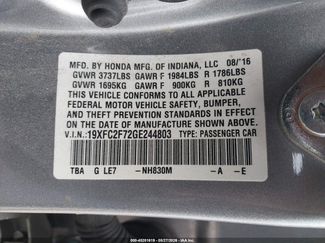 19XFC2F72GE244803 Honda CIVIC EX