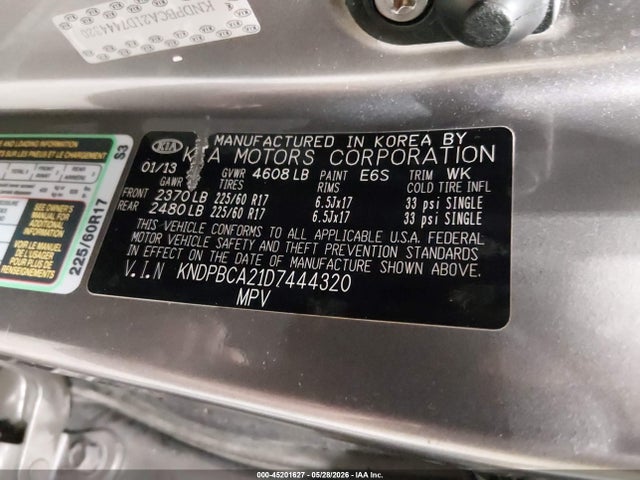 45201627 :رقم المزاد ، KNDPBCA21D7444320 vin ، 2013 Kia Sportage Lx مزاد بيع