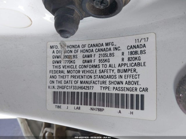 2HGFC1F33JH642977 Honda Civic Ex-t