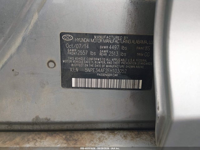 Продажа на аукционе авто 2015 Hyundai Sonata Sport, vin: 5NPE34AF2FH103052, номер лота: 45201636