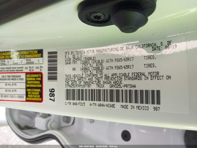 3TMAZ5CN7KM107707 Toyota Tacoma Trd Sport