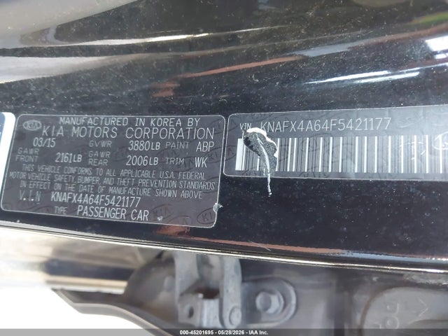 Aukcja sprzedaży 2015 Kia Forte Lx, vin: KNAFX4A64F5421177, numer aukcji: 45201695