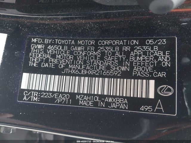 2024 Lexus Ux 250h მანქანა იყიდება აუქციონზე, vin: JTHX6JBHXR2165592, აუქციონის ნომერი: 45201732