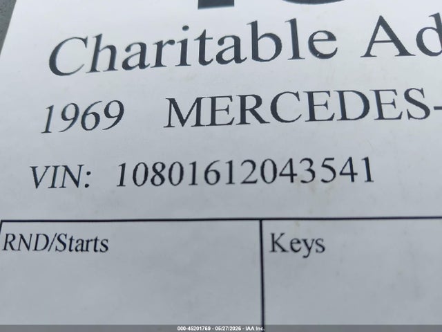 Aukcja sprzedaży 1969 Mercedes-benz 200, vin: 10801612043541, numer aukcji: 45201769