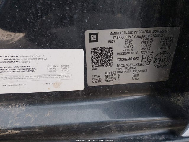 1GCUYGEL4KZ281062 Chevrolet Silverado 1500 Ltz