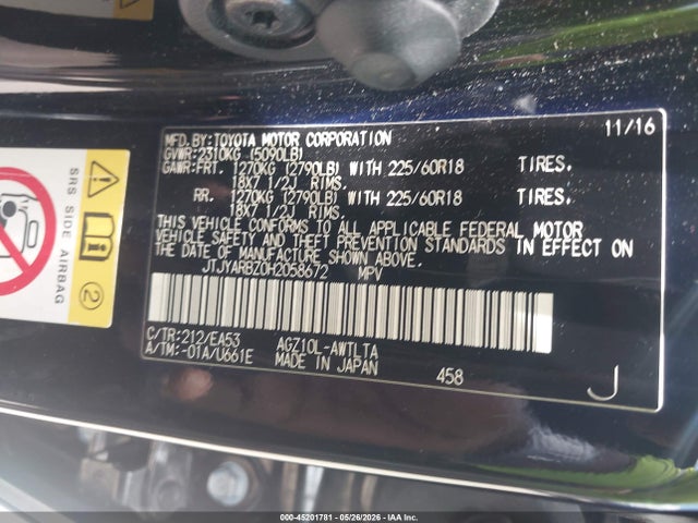 Lexus NX 200T 2017 JTJYARBZ0H2058672 Image 9