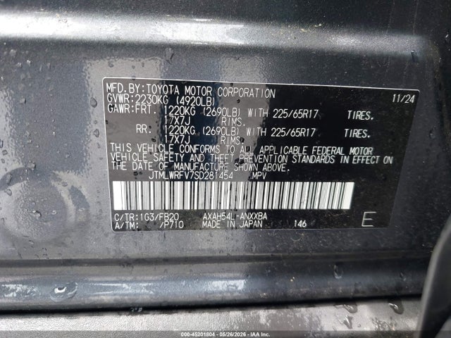 Продажа на аукционе авто 2025 Toyota Rav4 Hybrid Le, vin: JTMLWRFV7SD281454, номер лота: 45201804