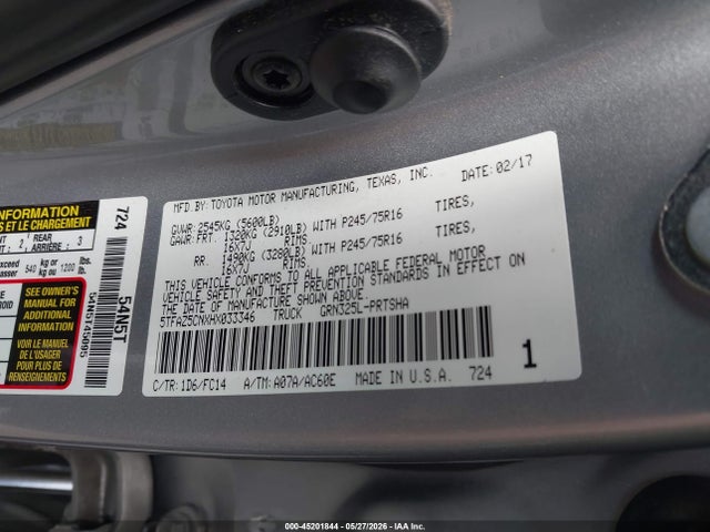 5TFAZ5CNXHX033346 Toyota Tacoma Sr5 V6