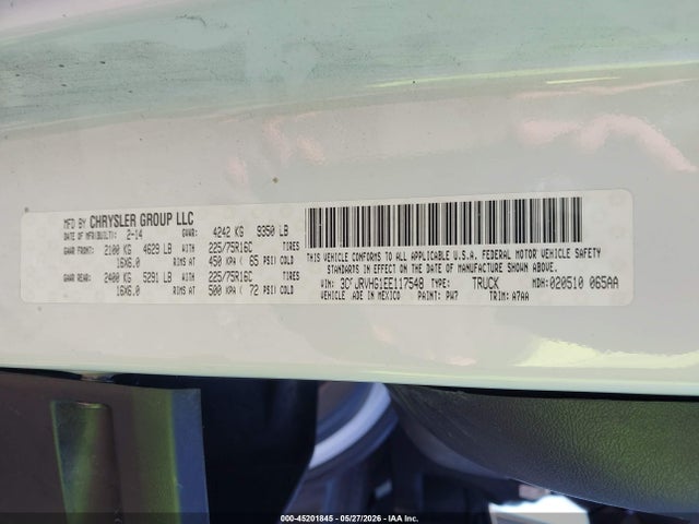 Продаж на аукціоні авто 2014 Ram Promaster 3500 High Roof, vin: 3C6URVHG1EE117548, номер лоту: 45201845