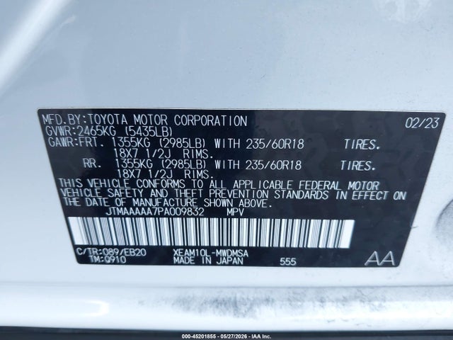 JTMAAAAA7PA009832 Toyota BZ4X XLE