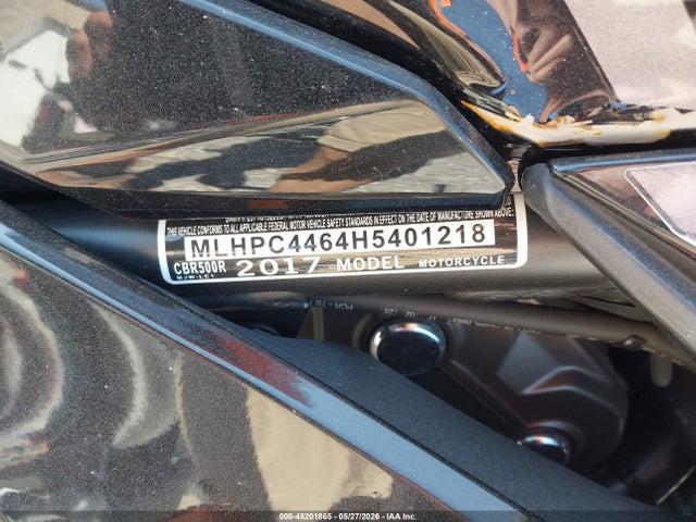 Aukcja sprzedaży 2017 Honda Cbr500 R, vin: MLHPC4464H5401218, numer aukcji: 45201865