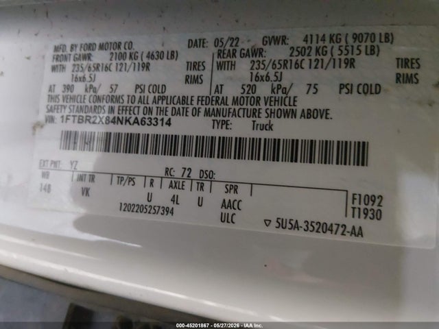 1FTBR2X84NKA63314 Ford Transit-250