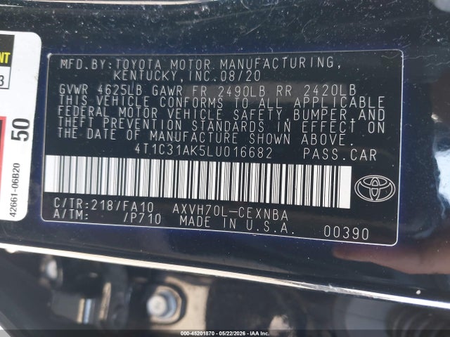 Toyota Camry Le Hybrid 2020 4T1C31AK5LU016682 Image 7