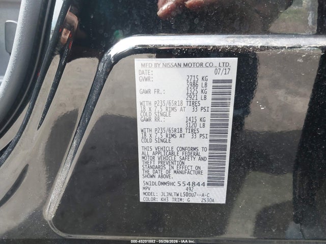 Aukcja sprzedaży 2017 Infiniti Qx60, vin: 5N1DL0MM9HC554844, numer aukcji: 45201882