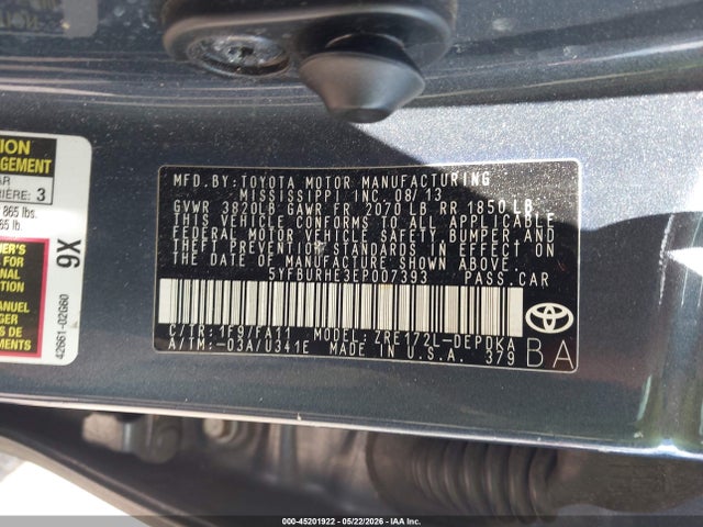 Toyota COROLLA L 2014 5YFBURHE3EP007393 Image 9