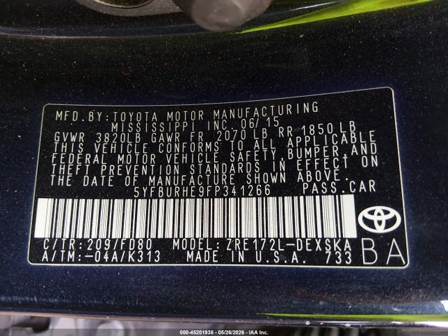 Toyota Corolla S Plus 2015 5YFBURHE9FP341266 Image 9