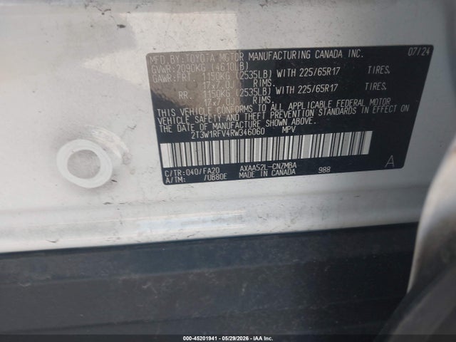 Aukcja sprzedaży 2024 Toyota Rav4 Xle, vin: 2T3W1RFV4RW346060, numer aukcji: 45201941