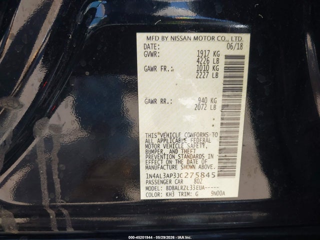 Nissan Altima 2.5 Sl 2018 1N4AL3AP3JC275845 Image 9