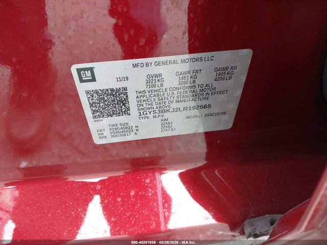 Aukcja sprzedaży 2020 Cadillac Escalade 2wd Luxury, vin: 1GYS3BKJ2LR192565, numer aukcji: 45201956