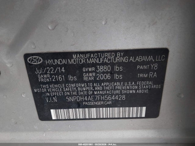 Hyundai ELANTRA SE 2015 5NPDH4AE7FH564428 Image 9