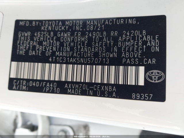 4T1C31AK5NU570713 Toyota Camry Le Hybrid
