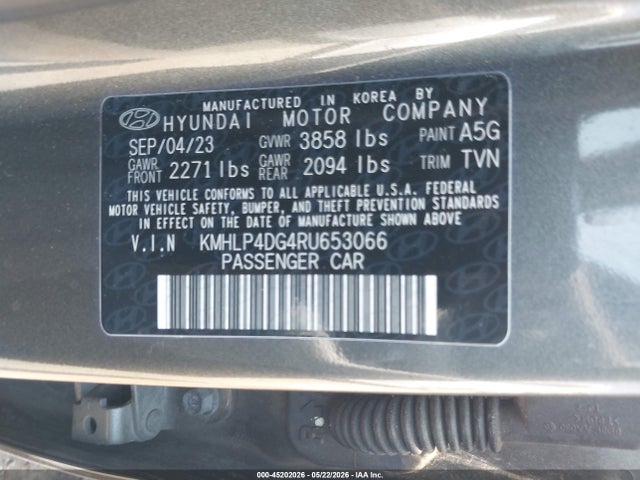 Aukcja sprzedaży 2024 Hyundai Elantra Limited, vin: KMHLP4DG4RU653066, numer aukcji: 45202026