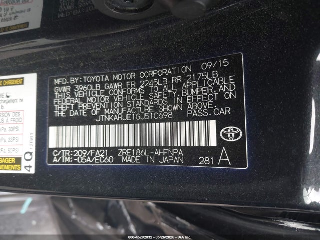 Продаж на аукціоні авто 2016 Scion Im, vin: JTNKARJE1GJ510698, номер лоту: 45202032