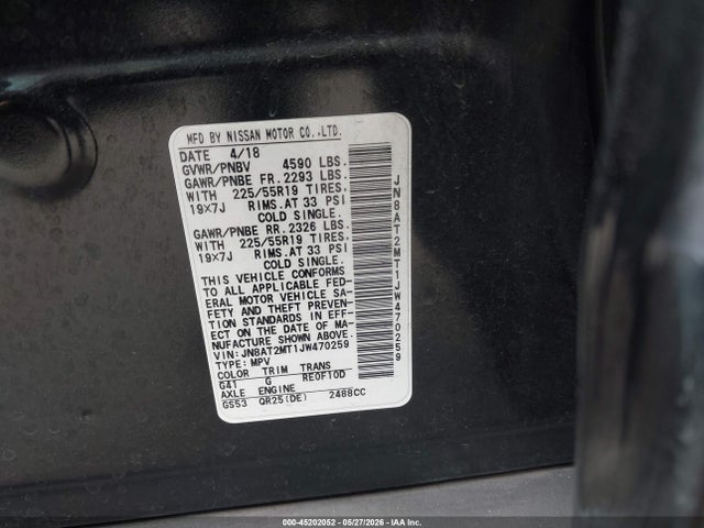 Nissan Rogue Sl 2018 JN8AT2MT1JW470259 Image 9