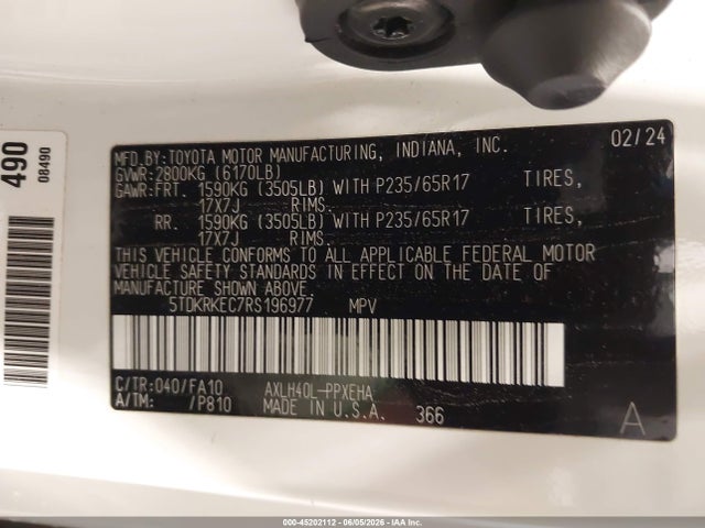 Toyota SIENNA LE 2024 5TDKRKEC7RS196977 Image 9