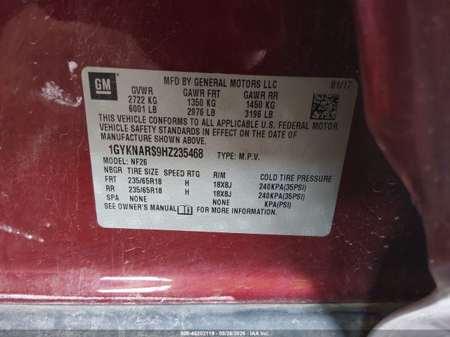 Cadillac Xt5 Standard 2017 1GYKNARS9HZ235468 Image 9