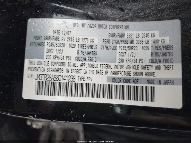 Продаж на аукціоні авто 2008 Mazda Cx-9 Grand Touring, vin: JM3TB28A880141238, номер лоту: 45202136