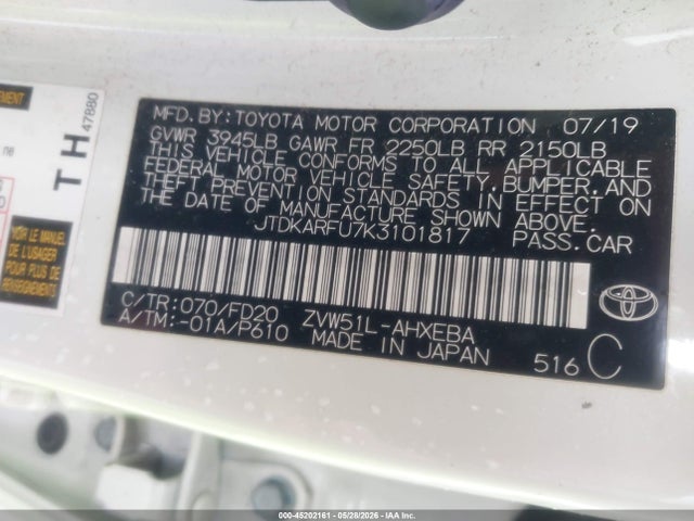 Toyota Prius Le 2019 JTDKARFU7K3101817 Image 9