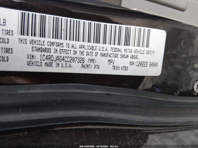 Продажа на аукционе авто 2012 Dodge Durango Sxt, vin: 1C4RDJAG4CC207328, номер лота: 45202206
