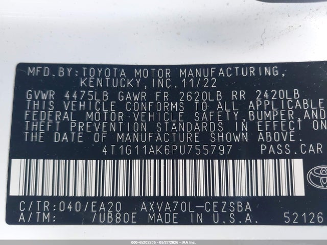 Toyota CAMRY SE 2023 4T1G11AK6PU755797 Image 9
