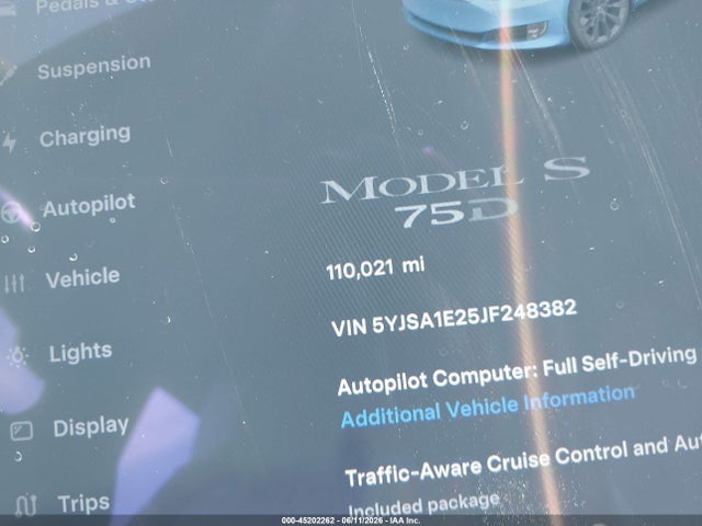 Tesla Model S 100d/75d/p100d 2018 5YJSA1E25JF248382 Image 16