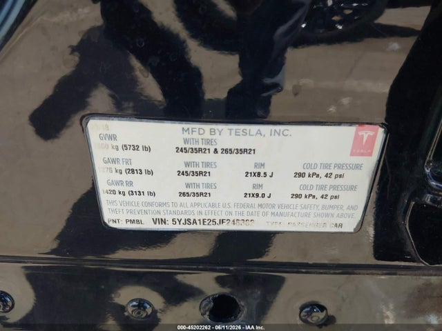 Tesla Model S 100d/75d/p100d 2018 5YJSA1E25JF248382 Image 9