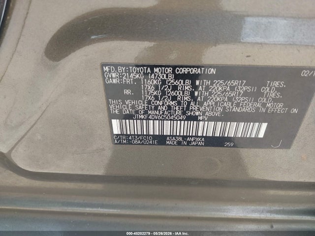 Продаж на аукціоні авто 2012 Toyota Rav4, vin: JTMKF4DV6C5045049, номер лоту: 45202279