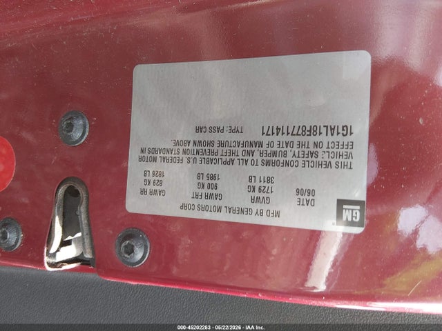 Aukcja sprzedaży 2007 Chevrolet Cobalt Lt, vin: 1G1AL18F877114171, numer aukcji: 45202283